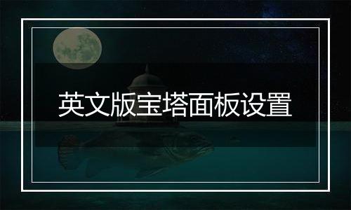 英文版宝塔面板设置