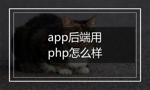 app后端用php怎么样