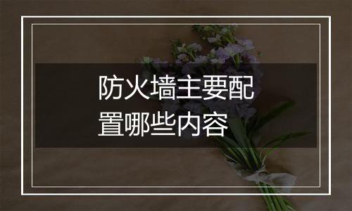 防火墙主要配置哪些内容
