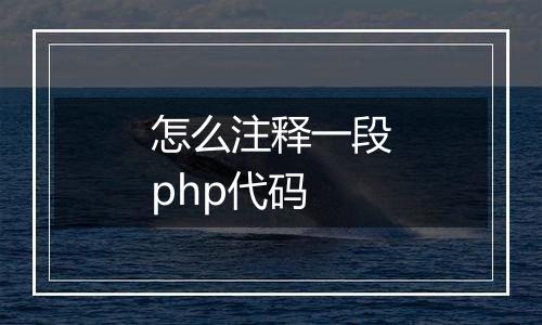 怎么注释一段php代码