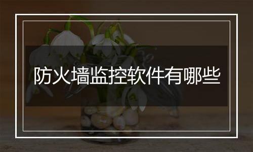 防火墙监控软件有哪些