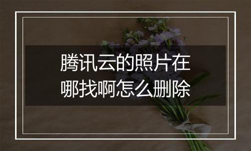 腾讯云的照片在哪找啊怎么删除
