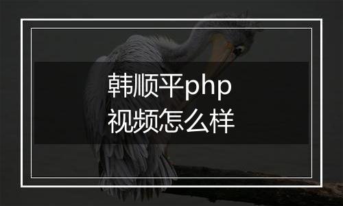 韩顺平php视频怎么样