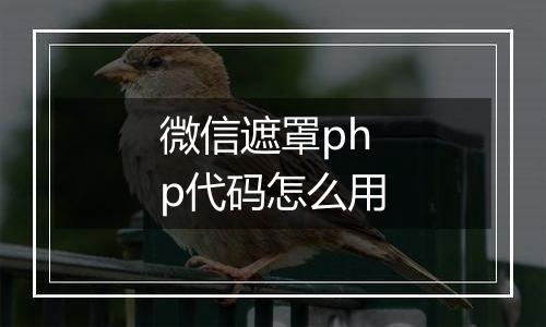 微信遮罩php代码怎么用