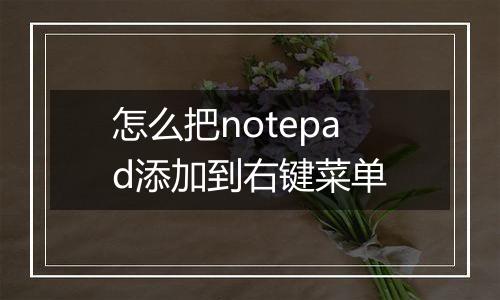 怎么把notepad添加到右键菜单