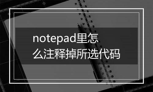 notepad里怎么注释掉所选代码