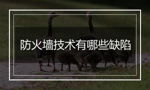 防火墙技术有哪些缺陷