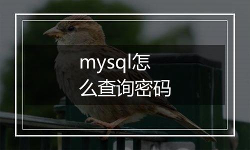 mysql怎么查询密码