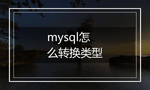 mysql怎么转换类型