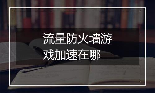 流量防火墙游戏加速在哪