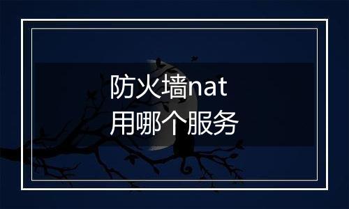 防火墙nat用哪个服务