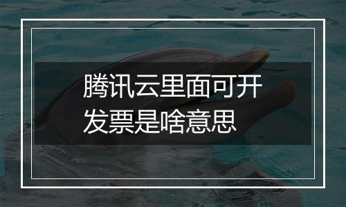 腾讯云里面可开发票是啥意思