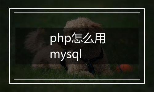 php怎么用mysql