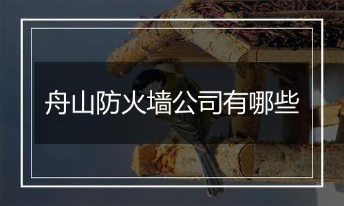 舟山防火墙公司有哪些