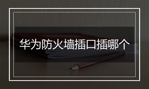 华为防火墙插口插哪个