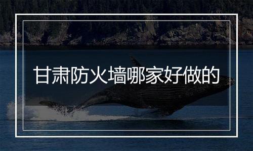 甘肃防火墙哪家好做的