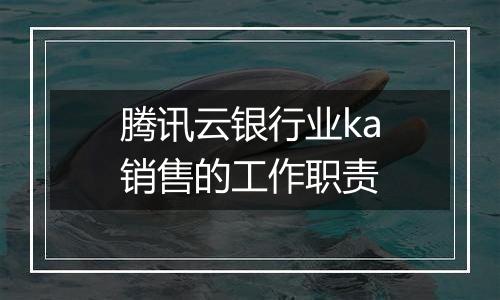 腾讯云银行业ka销售的工作职责