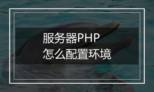 服务器PHP怎么配置环境