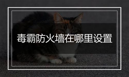 毒霸防火墙在哪里设置