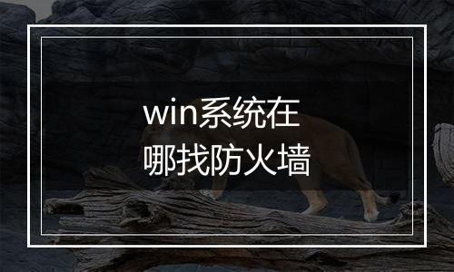 win系统在哪找防火墙