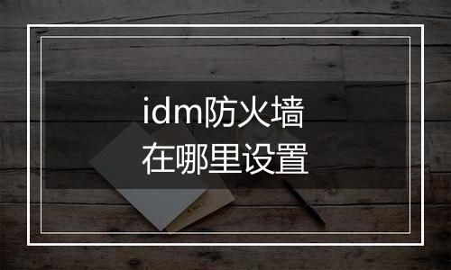 idm防火墙在哪里设置