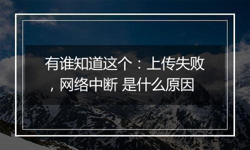 有谁知道这个:上传失败,网络中断 是什么原因