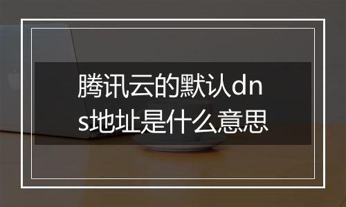 腾讯云的默认dns地址是什么意思