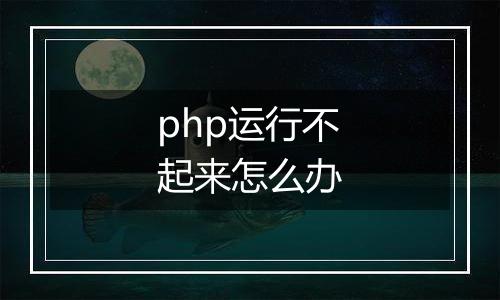 php运行不起来怎么办