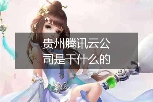 贵州腾讯云公司是干什么的
