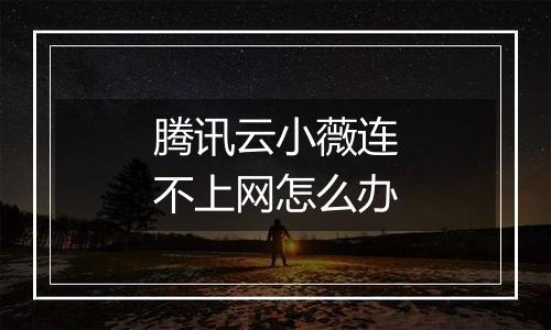 腾讯云小薇连不上网怎么办