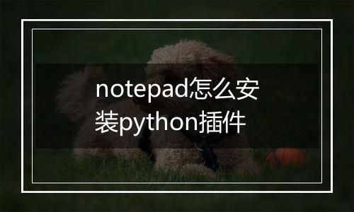 notepad怎么安装python插件
