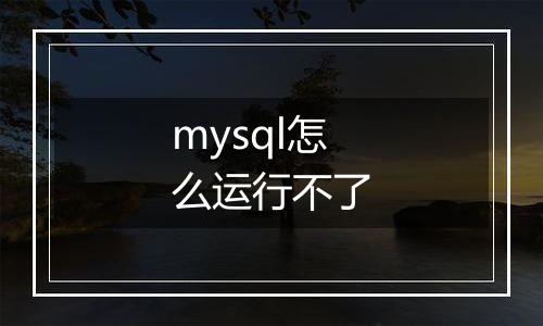 mysql怎么运行不了