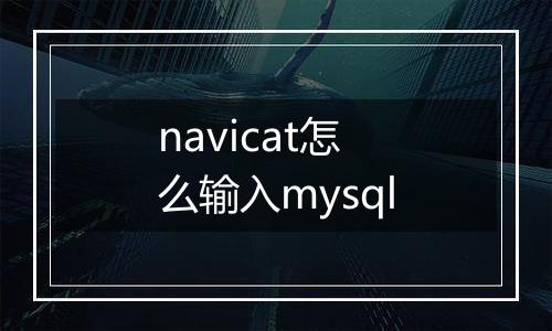 navicat怎么输入mysql