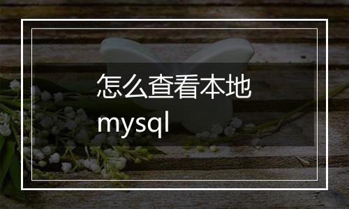 怎么查看本地mysql