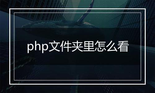 php文件夹里怎么看