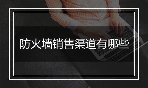 防火墙销售渠道有哪些