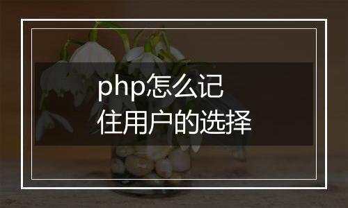 php怎么记住用户的选择