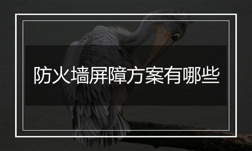 防火墙屏障方案有哪些