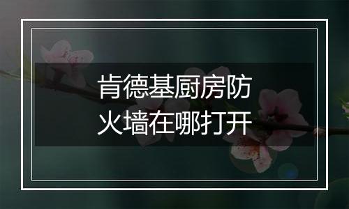 肯德基厨房防火墙在哪打开