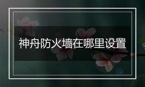 神舟防火墙在哪里设置