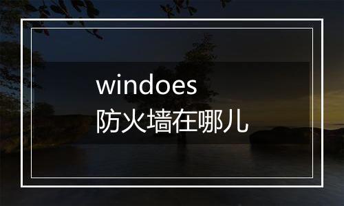 windoes防火墙在哪儿