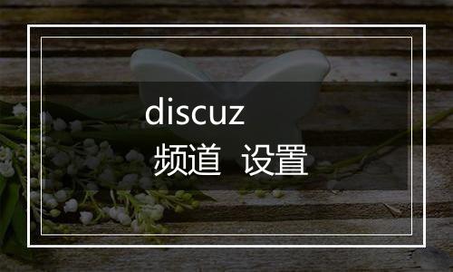 discuz 频道 设置