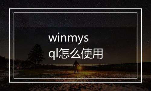 winmysql怎么使用
