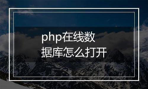 php在线数据库怎么打开