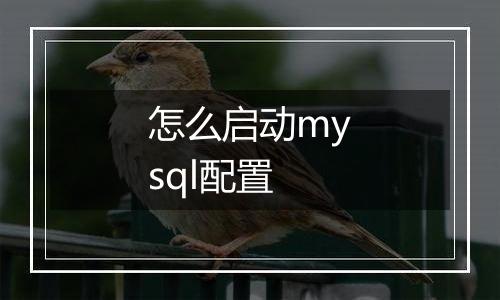 怎么启动mysql配置