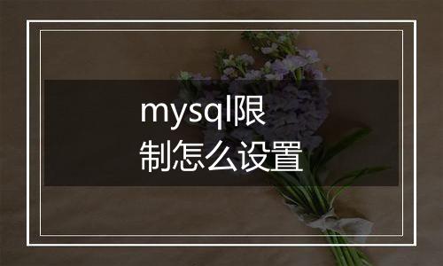 mysql限制怎么设置