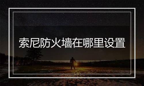 索尼防火墙在哪里设置