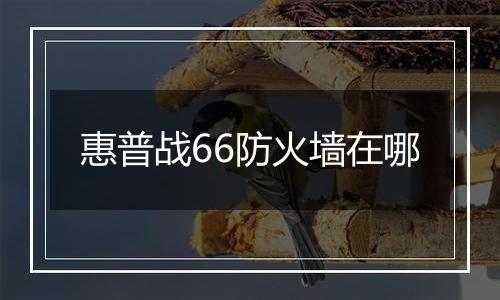 惠普战66防火墙在哪