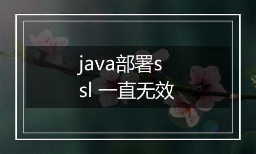 java部署ssl 一直无效
