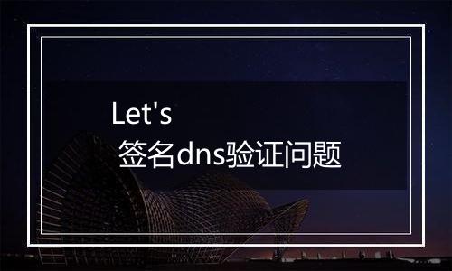 Let's 签名dns验证问题